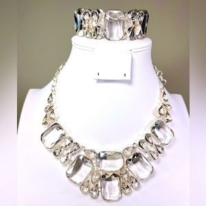 White Topaz 925 Gemstone Large Necklace & Bracelet